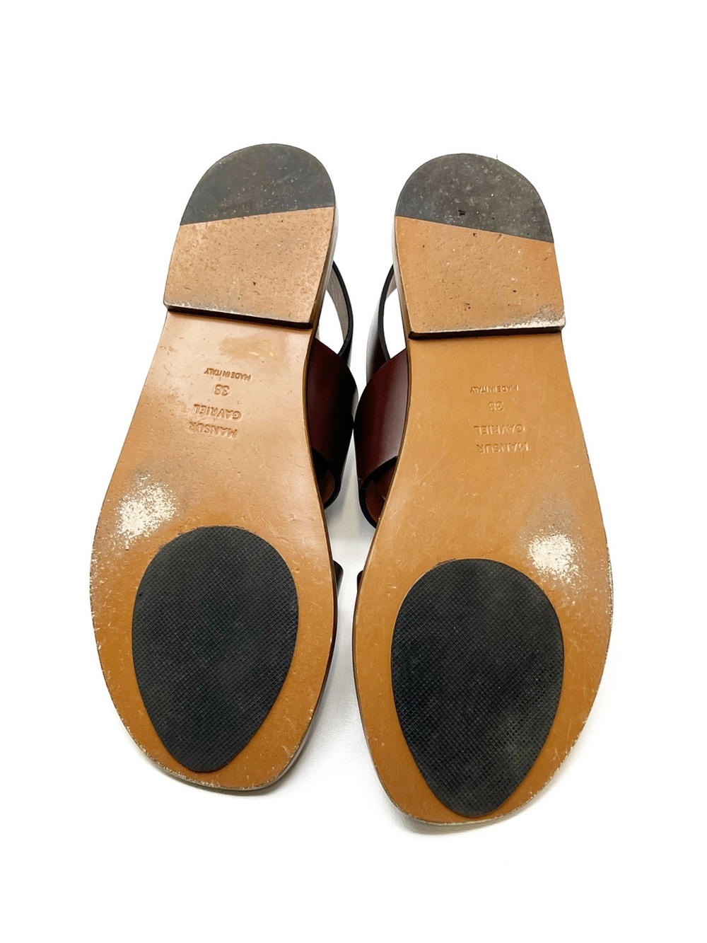 Mansur Gavriel Double Strap Sandals Size 38/8 Chocolate Brown Leather Flats EUC - Picture 8 of 12